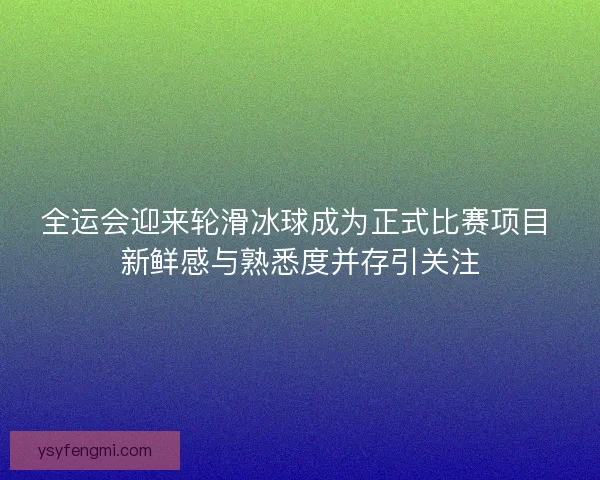 全运会迎来轮滑冰球成为正式比赛项目 新鲜感与熟悉度并存引关注